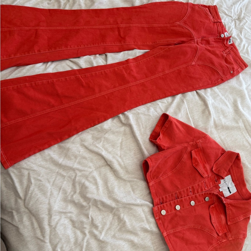 Fashion Nova Vibrant Orange Denim Apparel